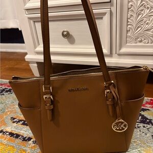 Michael Kors Brown Tote with Gold Hardware and Leather Material